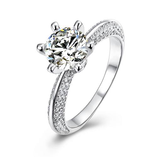 New Arrival S925 Silver Six-prongs Setting Large Moissanite Multiple Diamonds Wedding Engagement Women Gemstone Ring